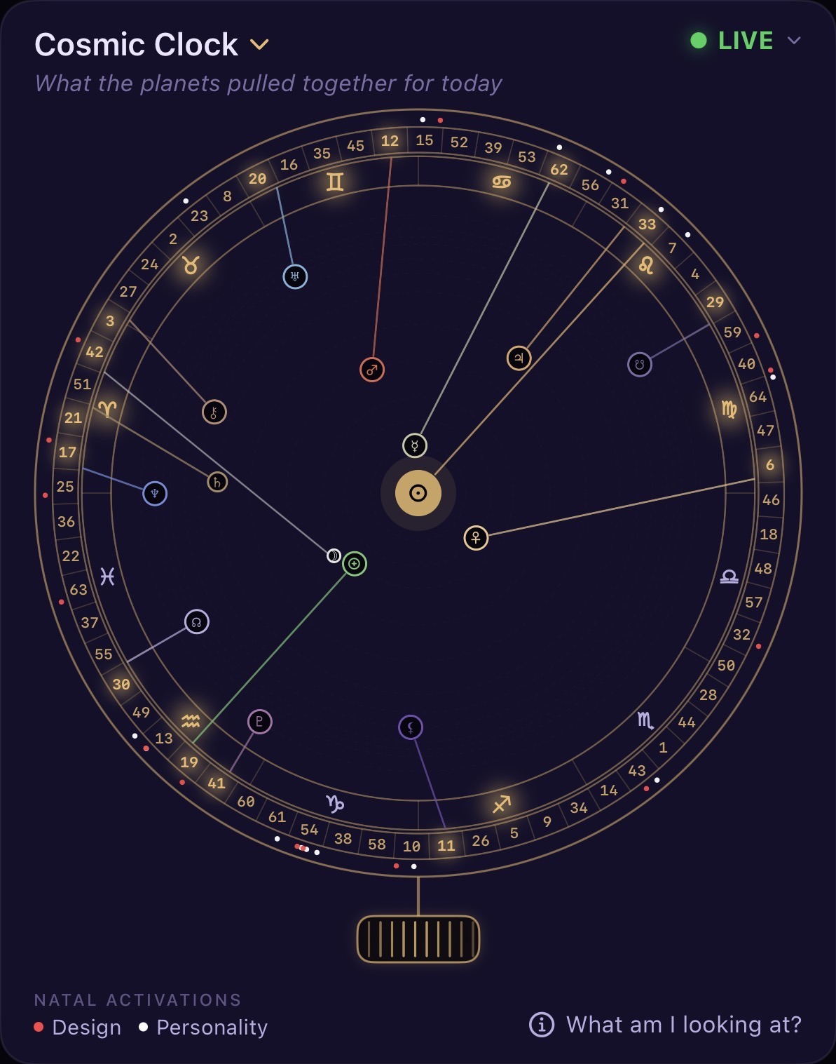Cosmic Clock: live planetary positions on the mandala